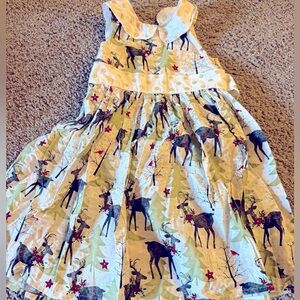 Custom made Christmas reindeer dress, sparkly fabric, size 9/10